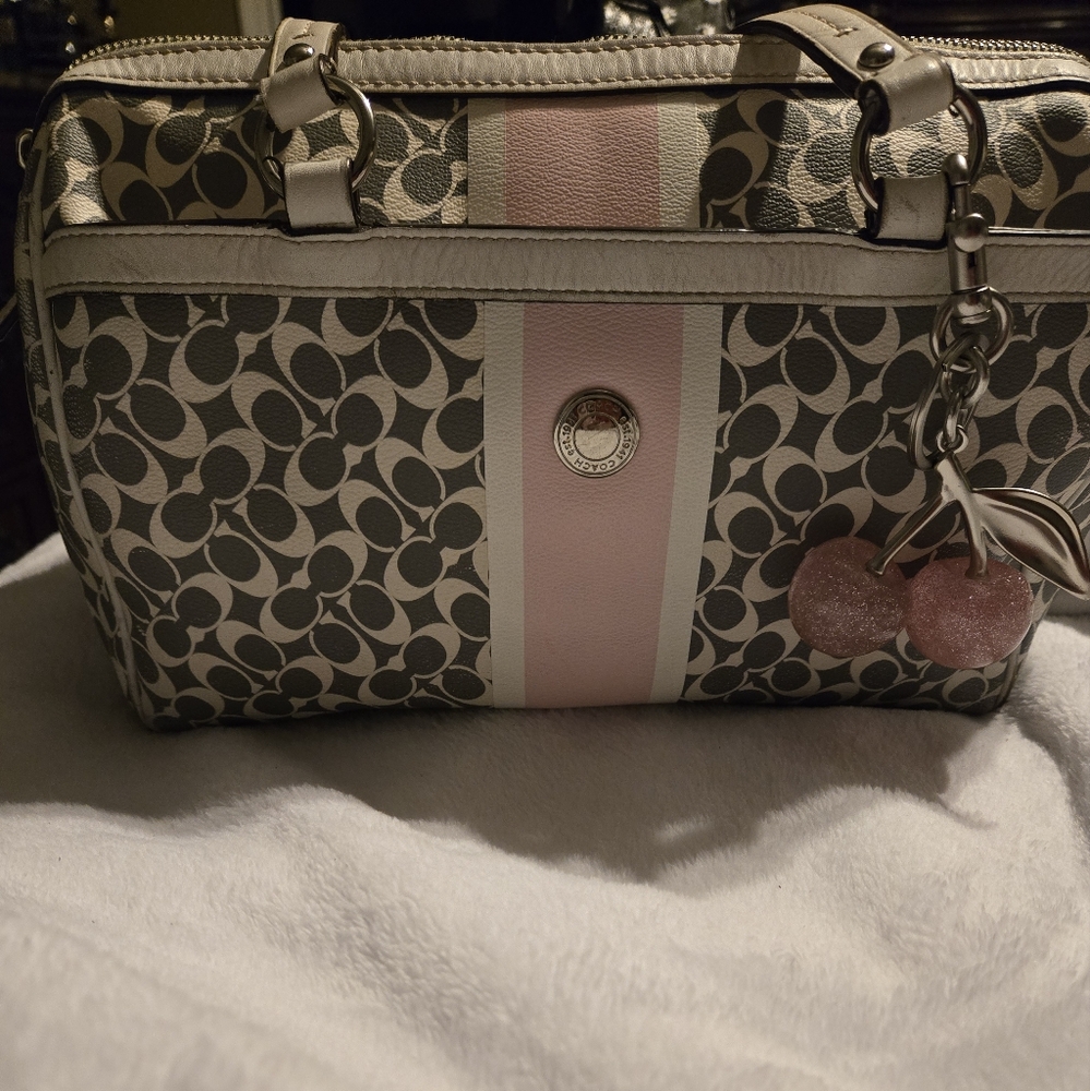 Coach Pink and Gray Shoulder Bag